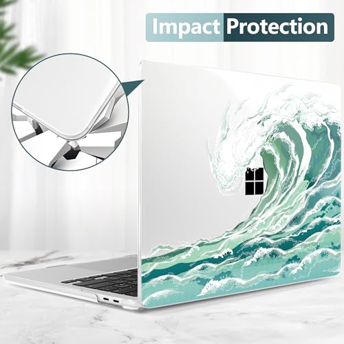 Batianda Case for Microsoft Surface Laptop 13 inch 2025 2026, Aqua Wave | Fits Model 2095, Artistic Patterns Ultra-Slim Lightweight Scratch-Resistant Hard Shell with Professional Protection - color: Wave