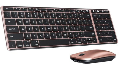 seenda Bluetooth Keyboard and Mouse Combo for Mac, SKM64-2 Rechargeable Silent Wireless Keyboard Mouse Compact Slim, 3 Multi-Device Connection, Compatible for Mac MacBook Pro/Air iPad, Black Rose Gold - color: Black & Rose Gold
