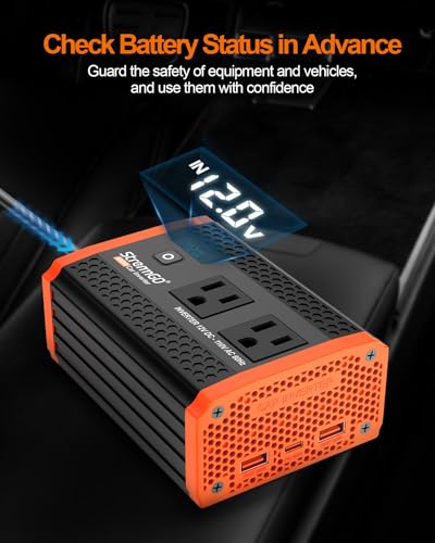 400W Power Inverters for Vehicle Dual AC Car Plug Adapter Outlet | USB 24W/30W Fast Charge, Inverter 12V to110V, Cigarette Lighter Adapter for Laptop/Camping/Road Trippers