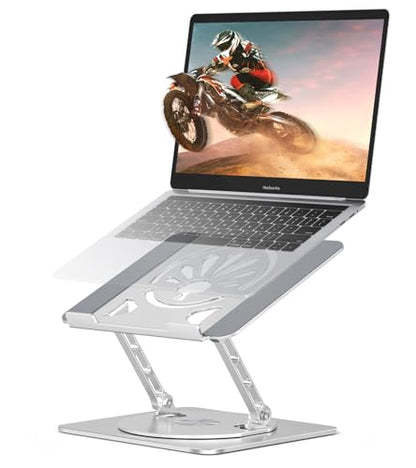 Adjustable Laptop Stand for Desk-360° Rotating Foldable Laptop Holder Ergonomic Laptop Riser for MacBook Pro/Air Dell HP Lenovo Notebook up to 16.3",Silver - color: Silver