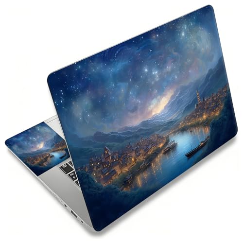 Laptop Skin Sticker Decal, Universal Reusable Vinyl Laptop Cover for 12" 13" 13.3" 14" 15" 15.4" 15.6" Notebook PC, Waterproof Scratch-Resistant with 2 Wrist Pads, Easy to Apply & Remove,Galaxy City - color: Galaxy City