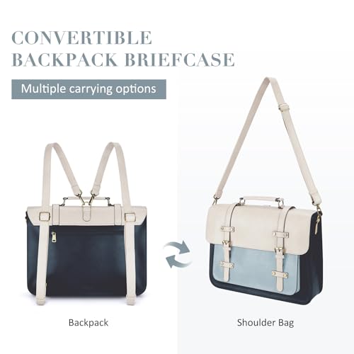 ECOSUSI Laptop Bag for Women Vegan Leather Messenger Bag Fashion Briefcase Computer Satchel Bag - color: Light Blue