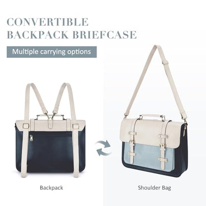 ECOSUSI Laptop Bag for Women Vegan Leather Messenger Bag Fashion Briefcase Computer Satchel Bag - color: Light Blue