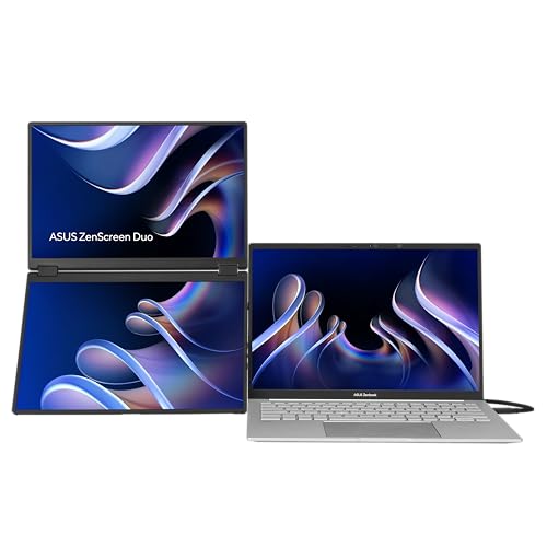 ASUS ZenScreen Duo Dual 14" 360° Foldable Portable Monitor (MB14FCD) - 16:10, 1920x1200 Full HD, IPS, Power Pass-Through, Dual USB-C, Mini-HDMI, Eye Care, Auto-Rotate, Sleek Design, 3 yr Warranty