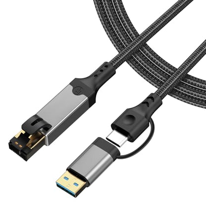 2-IN-1 Ethernet to USB A/C Cable Adapter, USB 3.0 to Ethernet Cable - 6.6FT, USB C to RJ45 Gigabit Network Adapter for Laptop, Compatible with MacBook/Surface/iPad Pro/Phone, Windows 11/10/8/7, Mac OS - size: 6.6FT