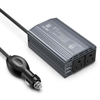 BESTEK 300W Power Inverter DC 12V to 110V AC Car Inverter with 4.2A Dual USB Car Adapter (Gray) - color: Gray