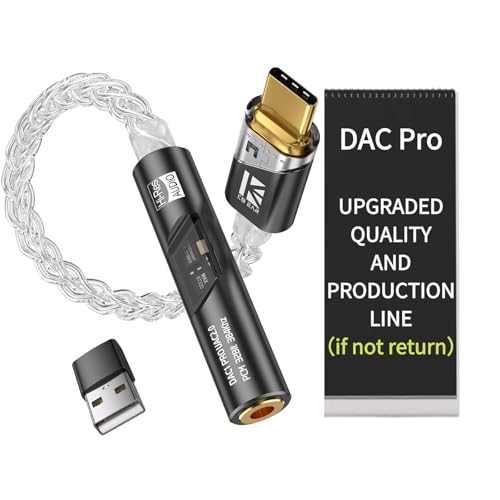 2026 Latest USB C DAC Audio Adapter with Headphone Amplifier, USB C to 3.5mm Audio Adapter for Wired Headphones, Hi-Res Type C DAC Compatible with iPhone 15, Android, Laptop & Tablet - color: Inky, size: 002