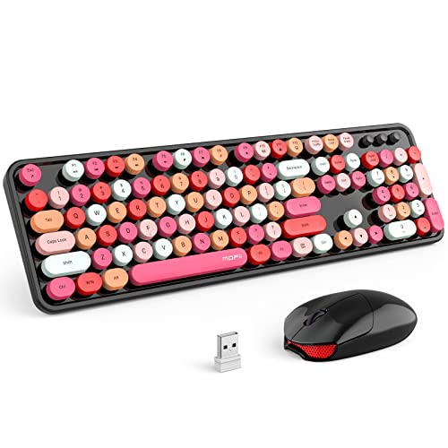 MOFii Wireless Keyboard and Mouse Combo, USB 2.4GHz Full Size Typewriter Keyboard with Number Pad and Sport Car Mouse for Office PC Computer Desktop Laptop Windows (Black Colorful) - color: Black colorful