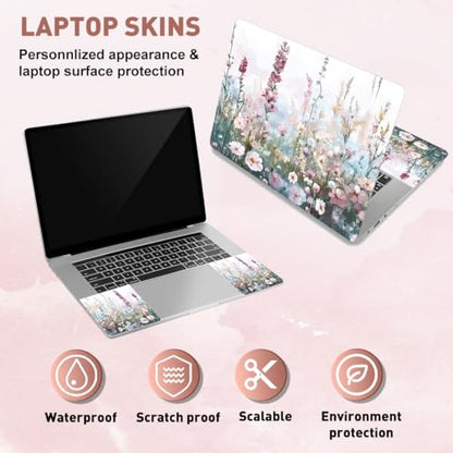 PLIGREAT Wildflower Laptop Skin Sticker Decals Fits 12" 13" 13.3" 14" 15 inch Laptop Watercolor Universal Removable Vinyl Notebook Art Protector Netbook PC Cover Decal