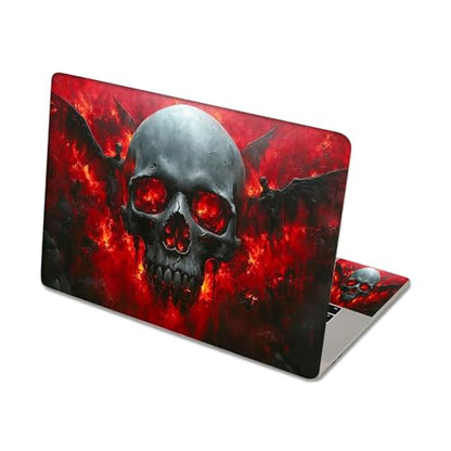 Aesthetic Laptop Skin Sticker, Skull with Fiery Eyes and Winged Figures Waterproof Vinyl Laptop Decal, Removable Bubble Free, Reusable Protective Cover for 13 14 15 15.6 Inch - color: Skull with Fiery Eyes and Winged Figures
