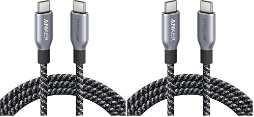 Anker Prime USB C to USB C Cable, 240W Fast Charging Cord, Upcycled-Braided Nylon with 100-Year Bend Durability for iPhone 17 Series, MacBook, Galaxy S24(6 FT) (Pack of 2) - size: 6FT (Pack of 2)