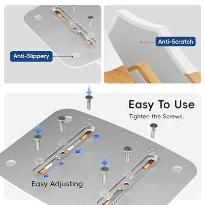 AFOOYO Vertical Dual Laptop Stand - Snow Peak-Shaped Wooden Adjustable Laptop Holder,2 Slots Desktop Dock Compatible with All MacBook, Surface,Chromebook,Dell & More(Beechwood) - color: Beechwood, size: Dual