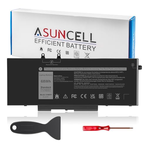 ASUNCELL 68Wh 3HWPP Laptop Battery Replacement for Dell Latitude 5401 5410 5411 5501 5510 5511 Precision 3541 3551 Inspiron 7706 2-in-1, 17 7500/7506 2-in-1 Black 10X1J N2NLL 1VY7F 451-BCMN 15.2V - size: 3HWPP 10.83 * 5.12 * 0.73 in