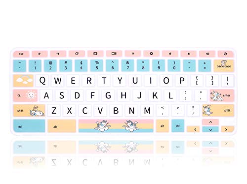English Silicone Keyboard Cover for HP Chromebook 14-db 14-ca 14-ak Series/Chromebook 14 G2 G3 G4 G5 / Chromebook 11 x360 11.6/ Chromebook 11 G2 G3 G4 G5 G6 EE G7 EE 11.6,Cartoon Unicorn - color: Cartoon Unicorn