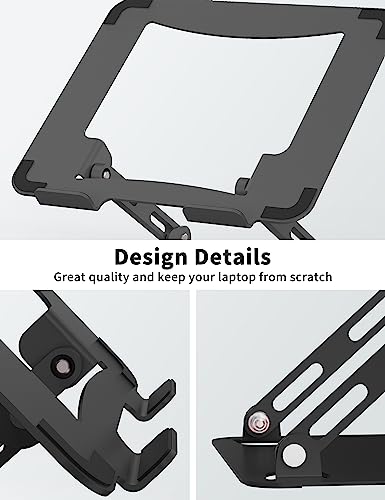 SOUNDANCE Laptop Stand for Desk, Portable Adjustable Laptop Riser, Ergonomic Design Computer Holder, Metal Laptop Mount Elevator Compatible with 10 to 15.6 Inches PC Computer, Black - color: A-Black