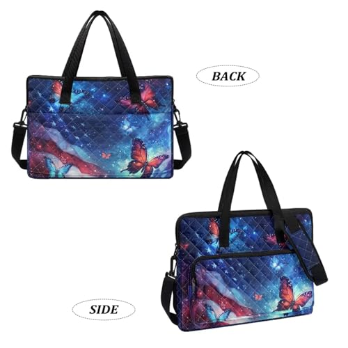 Laptop Sleeve, Laptop Cover with Adjustable Strap Computer Bag Tablet Notebook Sleeves Handbag Messenger Briefcase - color: Butterfly American Flag Print