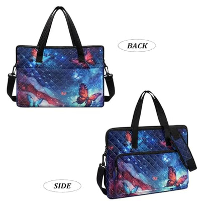 Laptop Sleeve, Laptop Cover with Adjustable Strap Computer Bag Tablet Notebook Sleeves Handbag Messenger Briefcase - color: Butterfly American Flag Print