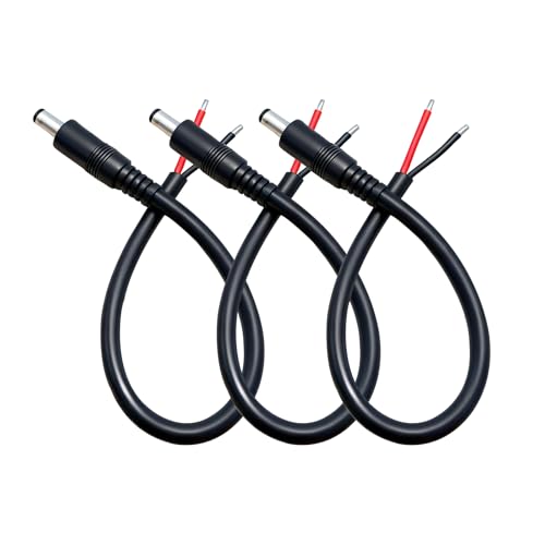 0.8ft 3pcs 5.5x2.1mm Male 14AWG DC Pigtail Power Cord for CCTV Security Camera Outdoor Power Supply Convenient Solar Charging Board DC Power Repair Cable - size: 5521 Male