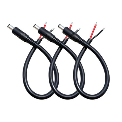 0.8ft 3pcs 5.5x2.1mm Male 14AWG DC Pigtail Power Cord for CCTV Security Camera Outdoor Power Supply Convenient Solar Charging Board DC Power Repair Cable - size: 5521 Male