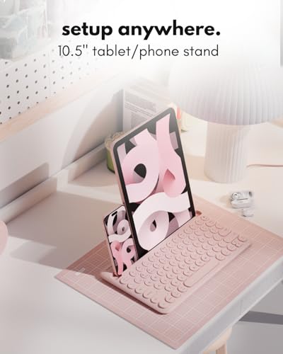 Macally Bluetooth Keyboard for iPad | Wireless Keyboard for Tablet, iPhone (Multi-Device, Built-in Stand, Rechargeable) Easy to Use and Cute Portable - color: Pink