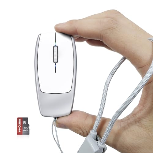 FMOUSE Mini Portable 2-in-1 Wireless Bluetooth Mouse & TF Card Reader - 8GB TF Card Included, 3.07×1.49×0.87in / 30g, USB-C Rechargeable, for MacBook iPad Laptop Chromebook, Travel Business, Silver - color: Silver / With 8GB TF Card