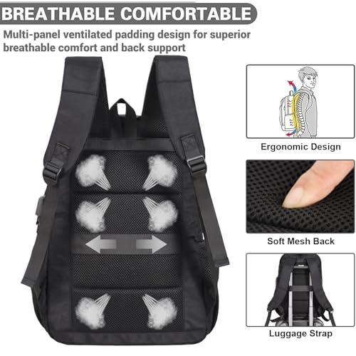 Laptop Backpack for Men Women, 17 Inch Business Travel Backpack with USB Charging Port and Anti-Theft Pocket, College School Bookbag (Grey) - color: Grey.