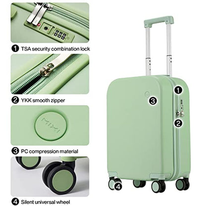 mixi Carry on Luggage, 20'' Suitcase Spinner Wheels Luggage Hardshell Lightweight Rolling Suitcases PC with Cover & TSA Lock for Business Travel, Avocado Green - color: Avacado Green, size: 20in Carry on