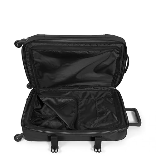 EASTPAK TRANS4 S – 44L Small Cabin Wheeled Luggage, Two Compartments, TSA Lock, 360° Spinner Wheels, and Telescopic Handle, Black - color: Black, size: 44 Liter Carry On