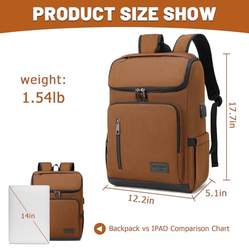 YALUNDISI Laptop Backpacks Travel Backpack Carry On Backpack Casual Daypack with USB Charging Port for Men Women Brown - color: Brown