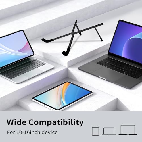 Protable Laptop Stand for Desk,Foldable Laptop Riser Holder,Ventilated Cooling Notebook Mount Computer Stand for 10-15.6” Laptops,Tablets，Aluminum (Black) - color: Black