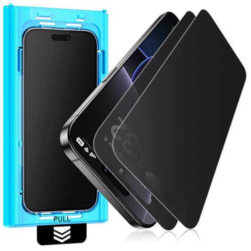 Mothca 2 Pack Matte Privacy Screen Protector for iPhone 15 Pro 6.1-inch [Auto Fit Box Dust-Free] Anti Spy Anti-Glare Anti-Fingerprint Full Coverage Tempered Glass, Smooth as Silk, Case Friendly - size: iPhone 15 Pro-6.1 Inch
