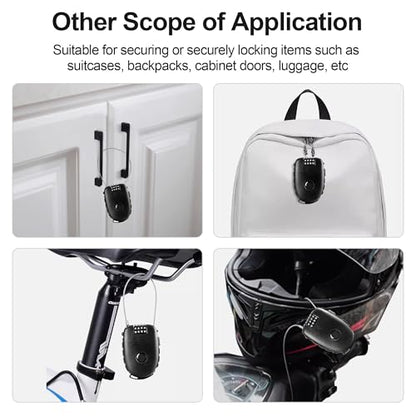 JAGASOL Motorcycle Helmet Lock, 4 Digit Combination 27.5 Inch Retractable Cable Lock for Snowboard, Bike Luggage Backpack Scooter Suitcase Ski, Small Multi-Function Secure Lock for Travel, Black - color: Black