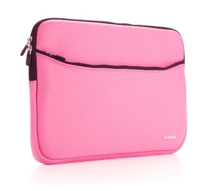 13-inch Soft Neoprene Sleeve Case for MacBook & UltraBook Laptop (Built-in External Pocket) - Pink
