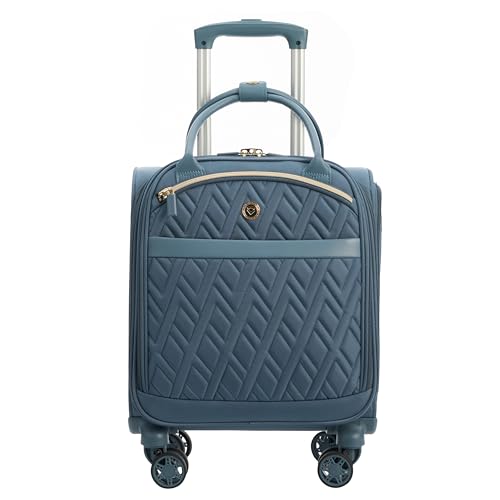 Verage 18x14x8in Spinner Underseat Carry On Luggage Airplane Personal Item Bag, USB A&C Charging Port, Padded Laptop Pocket & Wet/Dry Compartments for Women Business Travel & Short Trips,Haze Blue - color: HAZE BLUE, size: Women's Underseat