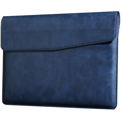 14 Inch Leather Laptop Sleeve for MacBook Pro 14 Inch M5 M4 M3 M2 M1 Pro/Max Case,Premium Protective Case Cover with Magnetic Closure-Vintage Blue - color: Blue, size: for MacBook Pro 14"