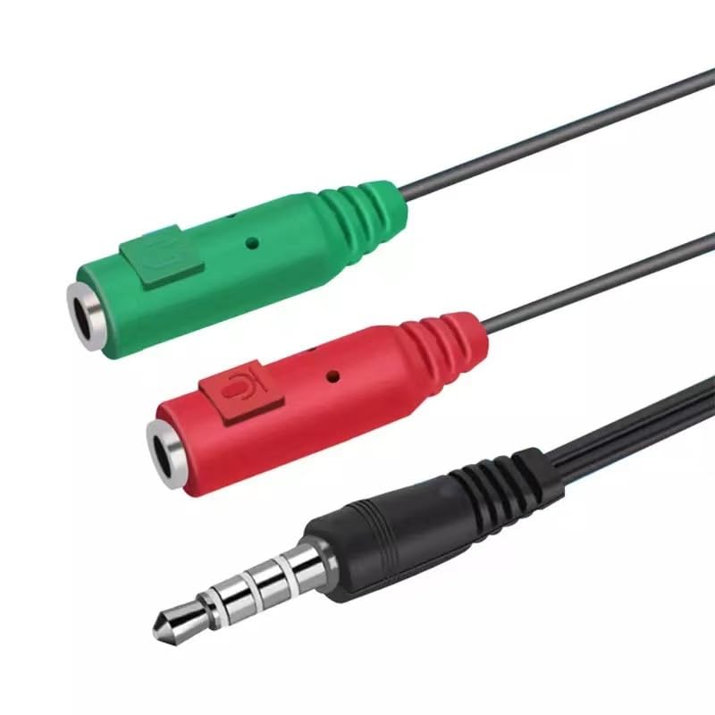 2 Pack Gaming Headset to Phone Adapter 3.5mm Headphone Mic Splitter TRRS Male to 2 TRS Female Connector for Dual Plug Stereo Gaming Headset with Microphone Wired Over-Ear PC Headphones