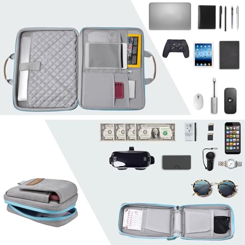 Laptop Case 15.6 Inch Briefcase Military-Grade Protection with Detachable Belt Bag, Compatible All Model of 15-16 Inch MacBook Pro and Most Popular 15.6 Inch Notebooks Chromebooks (Gray&Blue) - color: Gray&blue