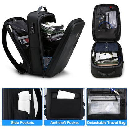 FENRUIEN 17 Inch Laptop Backpack for Men,Waterproof Anti Theft Computer Backpack with USB C Charging Port,Hardshell Gaming Laptop Bag,Black