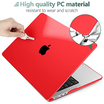 TWOLSKOO Compatible with MacBook Air 13 inch Case M5 2026 M4 2025 M3 M2 2024-2022 A3449 A3240 A3113 A2681, Plastic Hard Shell & Keyboard Cover & Screen Film for MacBook Air 13.6 inch, Crystal Red - color: Crystal Red