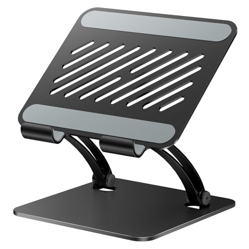 tounee Tablet Holder Stand, Dual Rod Adjustable Aluminum Desktop Stand, Compatible with 4.7-16.9" iPads, Surface Tablets, Portable Monitor, Kindle and More (Black) - color: Black