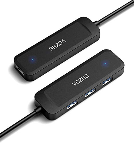 USB Hub 4 Port, USB 3.0 Hub 5Gbps Data Transfer, Ultra-Slim USB Splitter Port Expander for Laptop, MacBook, PC, PS5, Keyboard, Mouse – Plug and Play, No Driver Needed