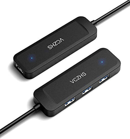 USB Hub 4 Port, USB 3.0 Hub 5Gbps Data Transfer, Ultra-Slim USB Splitter Port Expander for Laptop, MacBook, PC, PS5, Keyboard, Mouse – Plug and Play, No Driver Needed