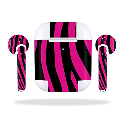 MightySkins Skin Compatible with Apple AirPods 2 (2019) - Pink Zebra | Protective, Durable, and Unique Vinyl Decal wrap Cover | Easy to Apply, Remove, and Change Styles | Made in The USA - color: Pink Zebra