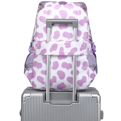 abshoo School Backpack for Girls Bookbag with Lunch Bag Teen Girls School Bag Travel Daypack (Cow Print Purple) - color: Cow Print Purple