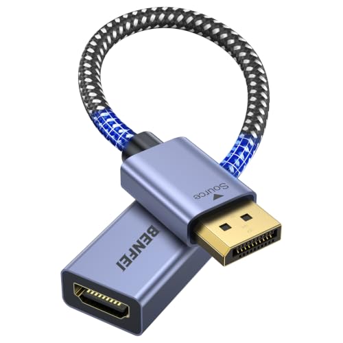 BENFEI 4K DisplayPort to HDMI Adapter Cable, (2K 60Hz, 1080p 120Hz) Uni-Directional Display Port to HDMI Monitor Converter Compatible for HP, Dell, GPU, AMD, NVIDIA, More. Male to Female - color: Grey, style: 4K 30Hz-1 Pack