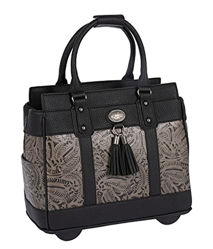JKM & Company Rolling Laptop Bag Women, Rolling Briefcase for Women, 13"-17" Inch Laptop Bag with Wheels - style: Dallas (Black/Grey)