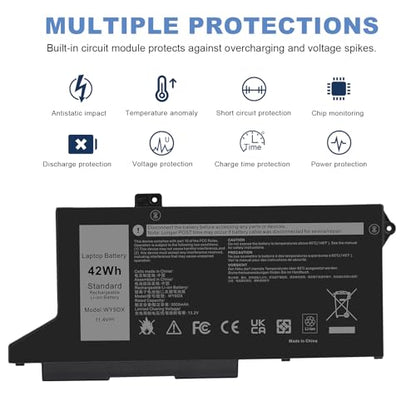 Futurebatt WY9DX Laptop Battery Replacement for Dell Latitude 5420 5520 Precision 15 3560 Dell P137G P137G001 P104F P104F001 Series RJ40G 01K2CF 075X16 0WK3F1 0M3KCN 005R42 11.4V 3500mAh 3-Cells - size: WY9DX
