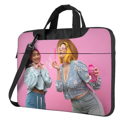 Custom Laptop Bag Personalized Laptop Case Sleeve Shoulder Bag With Photo Logo Text Slim Computer Messenger Briefcases - color: 15.6 Inch