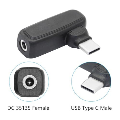 90 Degree 100W DC 3.5mm x 1.35mm Power Adapter, Input 15 - 20.5V, PD Chip | Right Angle DC 35135 Female to USB Type C Male PD Plug, Built in PD Intelligent Chip Quick Identification V/A, for USB C Port - style: DC 35135 Female to USB Type c Male - 100W