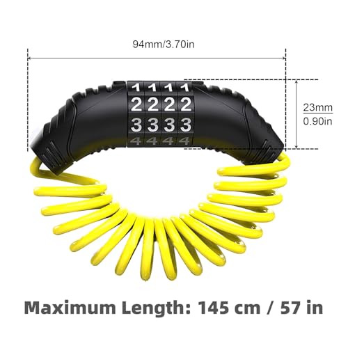 Windance 2pcs Motorcycle Helmet Lock Cable, Anti-Theft Retractable Luggage Lock with 4 Digit Password Combination Security Lock (Yellow 2pcs) - color: Yellow 2pcs